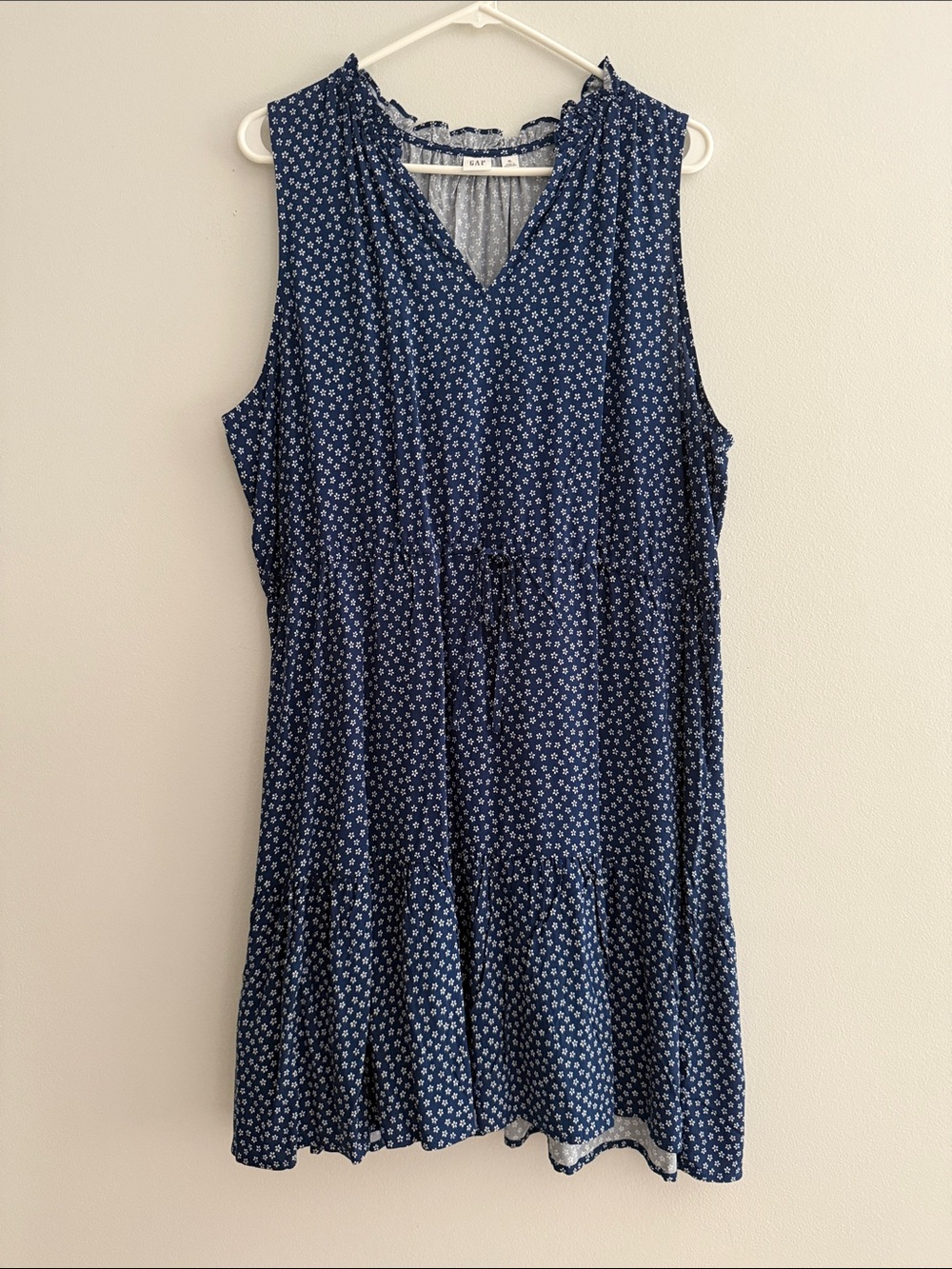GAP Navy Small Floral Tiered Sleeveless Dress